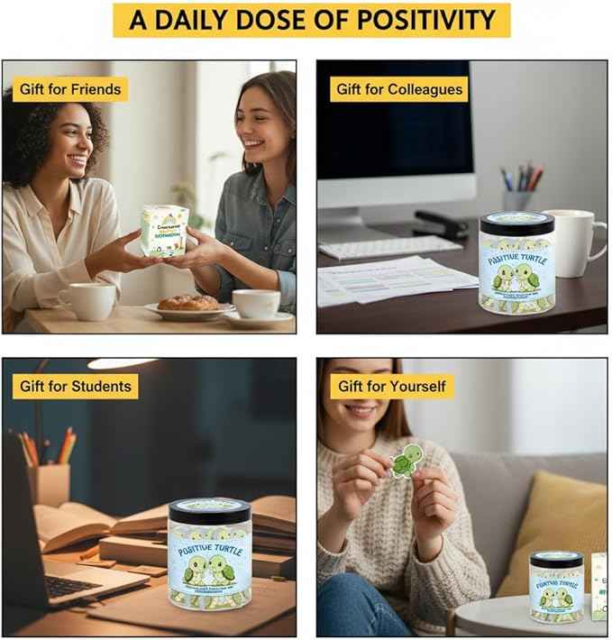 60 Positive Turtle Cards Jar, Emotional Support Affirmation Cards, Sea Turtle Gifts, Turtle Lover Gifts For Women, Teens, Friends, Coworkers, Christmas Turtle Decoration For Home Office