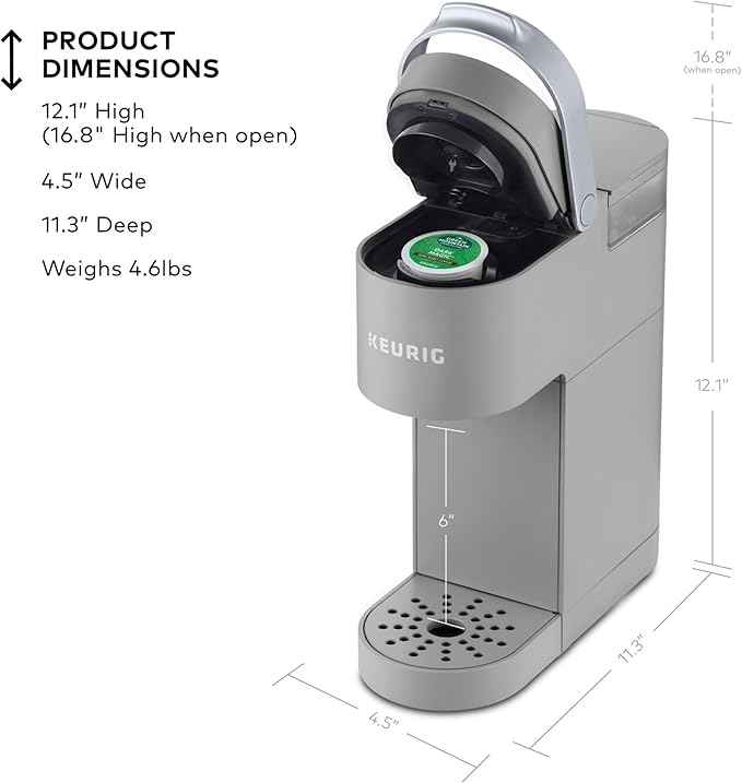 Keurig K-Mini Single Serve K-Cup Pod Coffee Maker, 6 to 12oz Brew size, with Cord Storage, Perfect for Small Spaces, Studio Gray