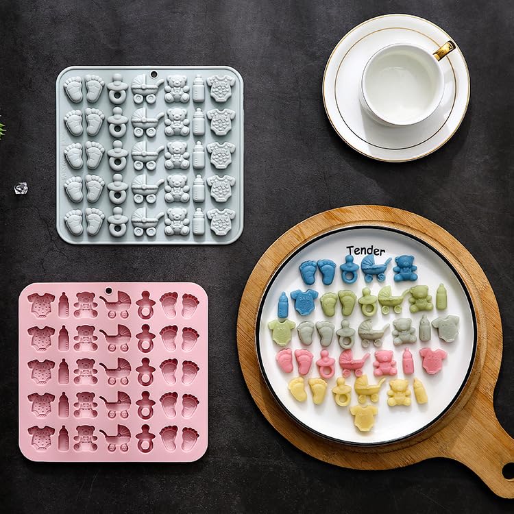 Baby Chocolate Mold Set Silicone Baking Molds with Footprint (2 Count)