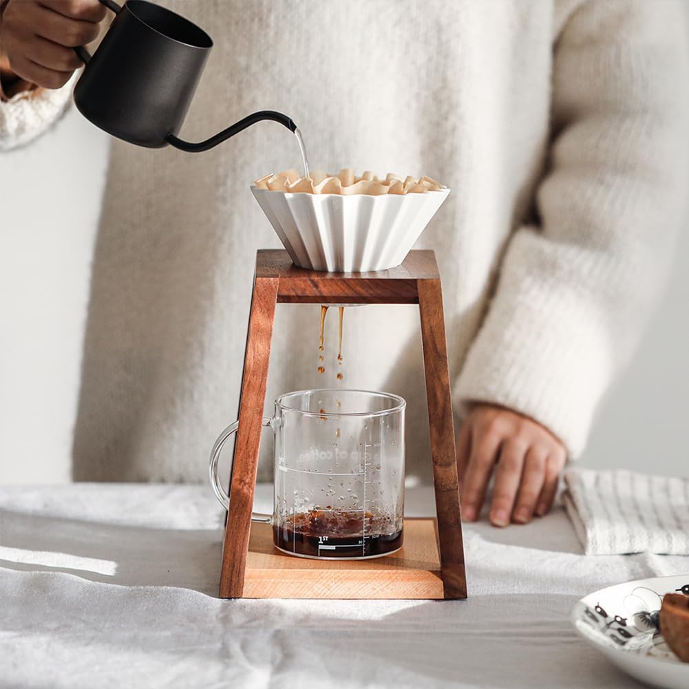 watchget Pour Over Coffee Station Coffee Dripper Stand Wooden Drip Station Pour Over Coffee Maker Stand Filter Holder