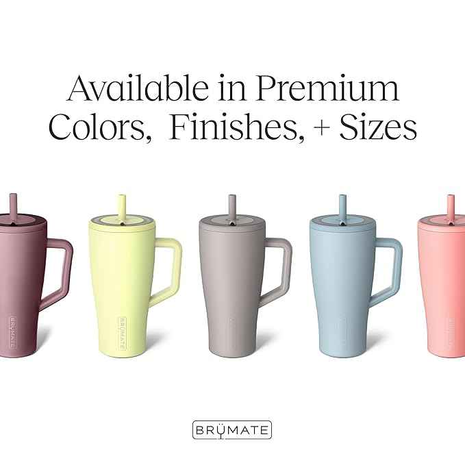 BrüMate Era 30 oz Tumbler with Handle and Straw | 100% Leakproof Insulated Water Bottle Tumbler with Lid and Flexible SoftSip Straw | Made of Stainless Steel | Cup Holder Friendly | 30oz (Neon Pink)