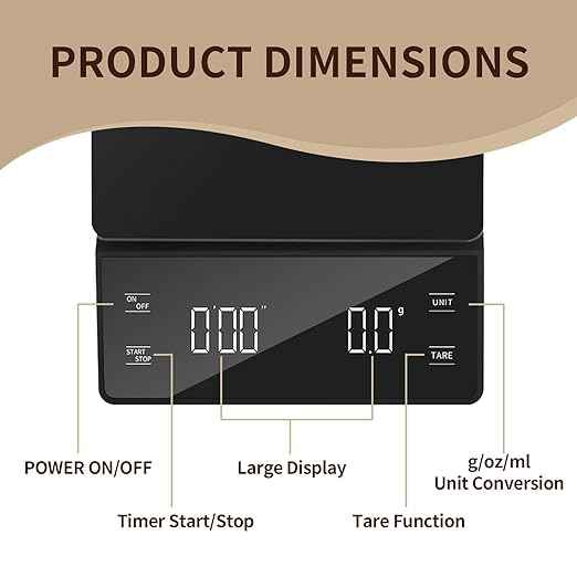 3kg/0.1g High Precision Coffee Scale, Espresso Scale with Timer, Backlit LCD Display, Tare Function, and Unit Conversion for Espresso, Pour Over, Drip Brewing