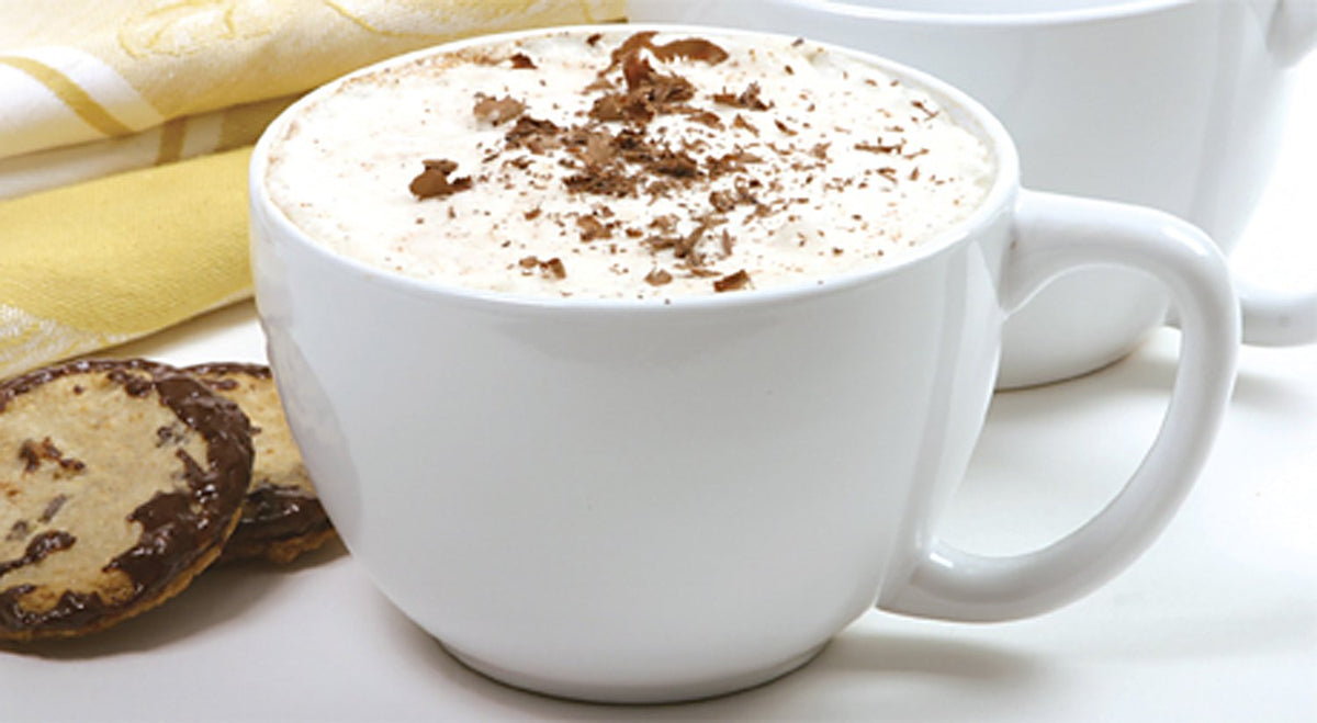 White porcelain mug with comfortable handle