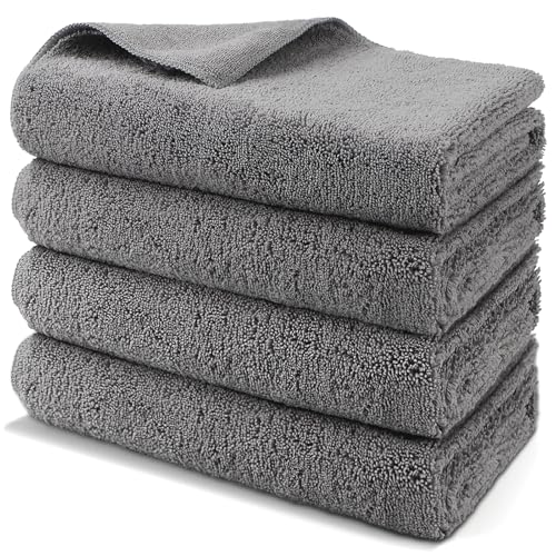Professional Large Microfiber Car Drying Towels 4 Pack (4 Count)
