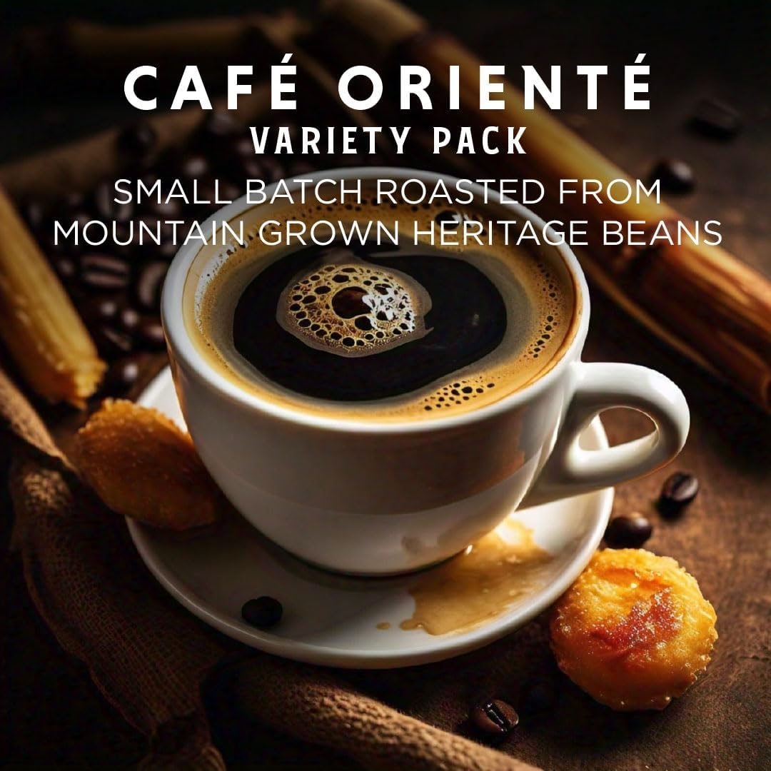 Oriente Variety Pack Instant Coffee, 40 ct, Cafe Oriente, Cafe Cubano, Cafe De Olla– 100% Arabica Coffee, Instant Hot or Iced Coffee - Just add water