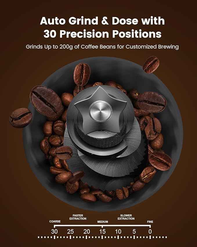 (2026 Upgrade) Espresso Machine with Grinder, Expresso Coffee Machines with Built-in Anti-Clog Coffee Grinder/Milk Steam Wand/Frother, Expresso Machines for Home Perfect Cappuccino & Latte-Matte Black