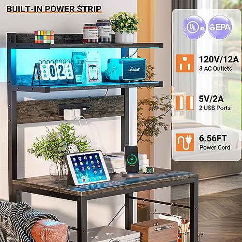 Bakers Rack with Power Outlet & RGB LED