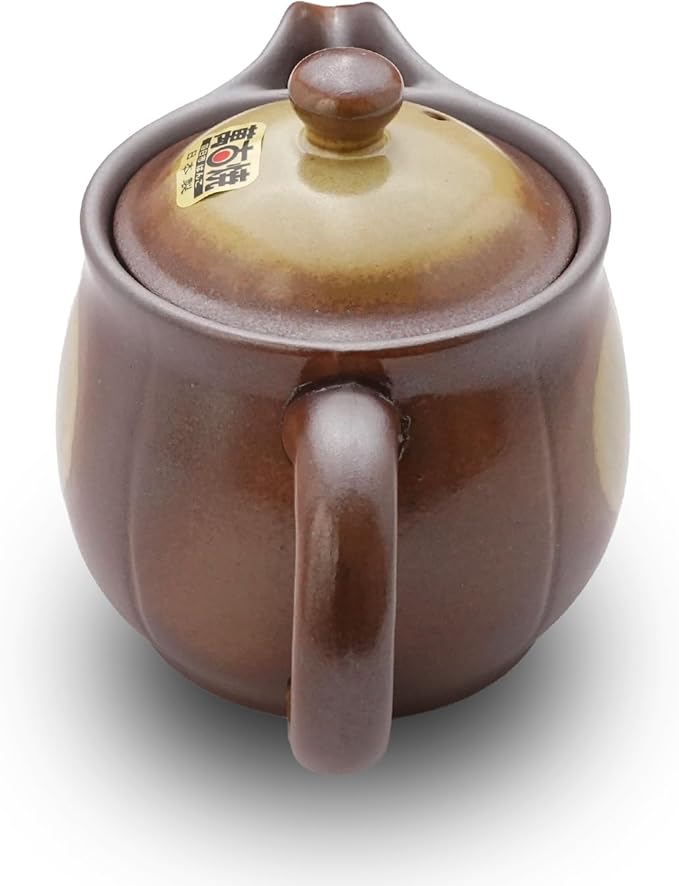 Japanese Banko Ware Teapot with Removable Stainless Steel Strainer - Versatile Pot for Tea, Coffee, and More - Lightweight, Heat-Resistant with Superior Heat Retention (Yellow)