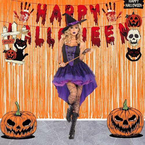 Orange Streamers Party Backdrop (2 Count)