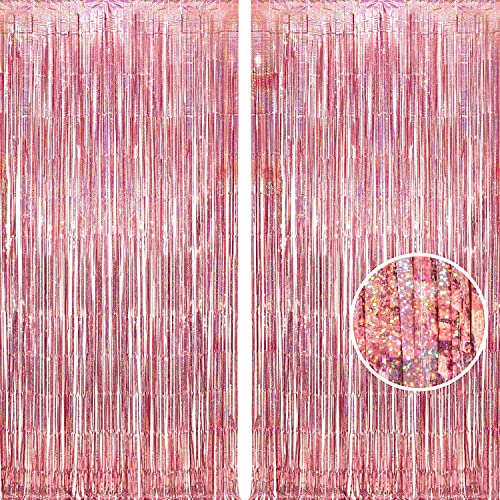 Rose Gold Tinsel Foil Fringe Curtains