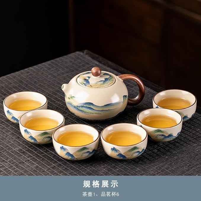 Ru Kiln Gongfu Tea Set, Compact Gaiwan for Office Use-suit13