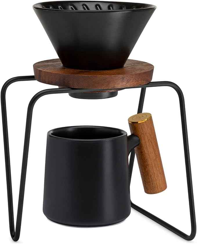 ChefWave Coffee Enthusiast Bundle Set - Single Serve Pour Over Coffee Maker Set w/Coffee Mug, Compatible with No. 2 Filter, V60 Dripper, BPA free, 2 Way Drip Coffee Maker (2 Items)