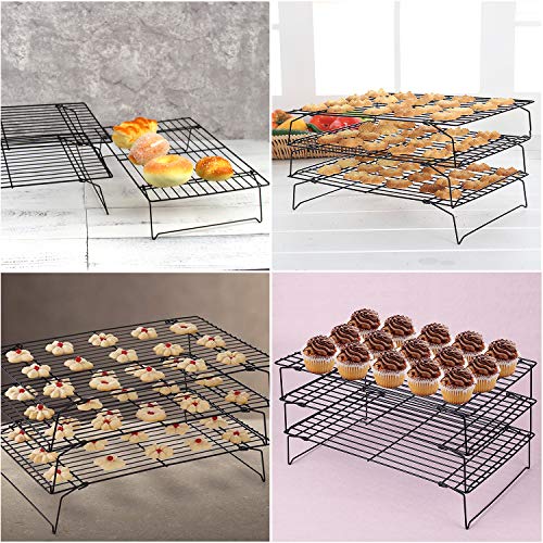 Cooling Rack 3 Tier Stackable Baking Rack Stainless Steel Wire Cooking Rack for Cooking Roasting Cooling