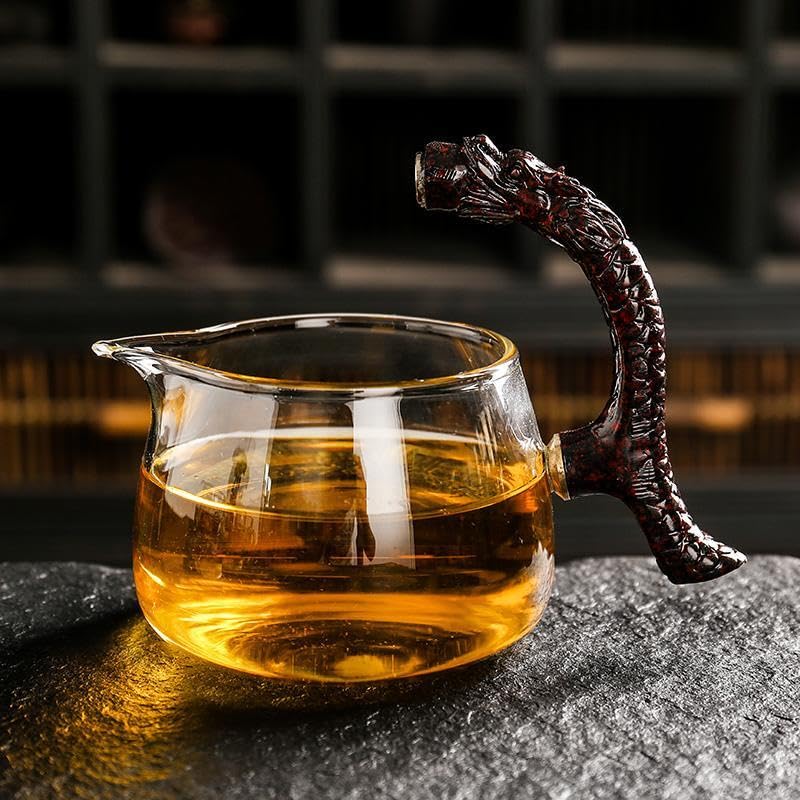 Glass Teapot Set with Infuser Semi Automatic Dragon Tea Set with 6 Small Cups