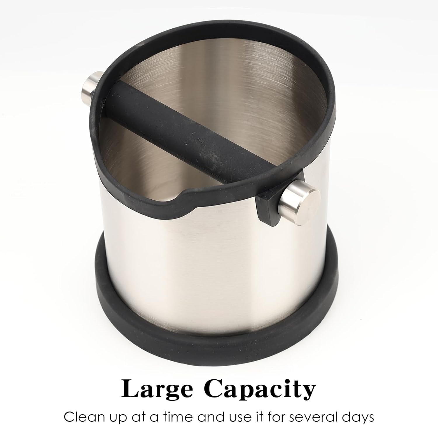 Coffee Tapping Box, Stainless Steel Espresso Floor Container, Waste Coffee Bucket, Barista, And Anti Slip Base Coffee Tools (Silver)