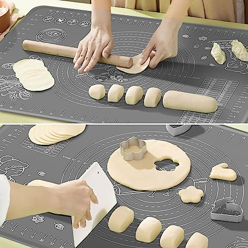 Silicone Pastry Mat 28" x 20" Extra Thick Non Stick Baking Mat with Measurements and Edge Heightening