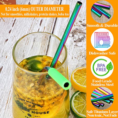16 Pcs Metal Straw Reusable 8.5" 10.5" 6mm Stainless Steel Straws for Tumblers 20oz