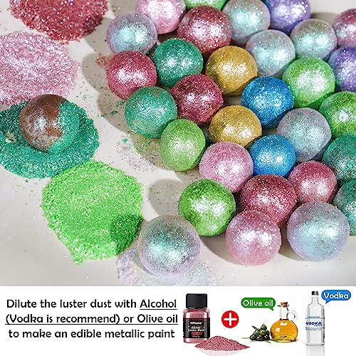 Edible Food Grade Glitter Powder Glimmer Luster Dust Metallic Fancy Food Decorating Sprinkle Glimmery Dust for Drink Wine Beverage Cake Bakery Vegan Allergen