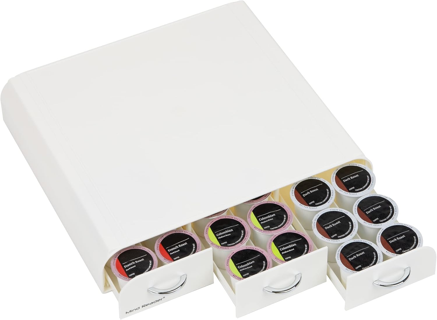 Mind Reader Single Serve Coffee Pod Organizer with 3 Drawers, 36 Pod Capacity, Countertop , 12.25
