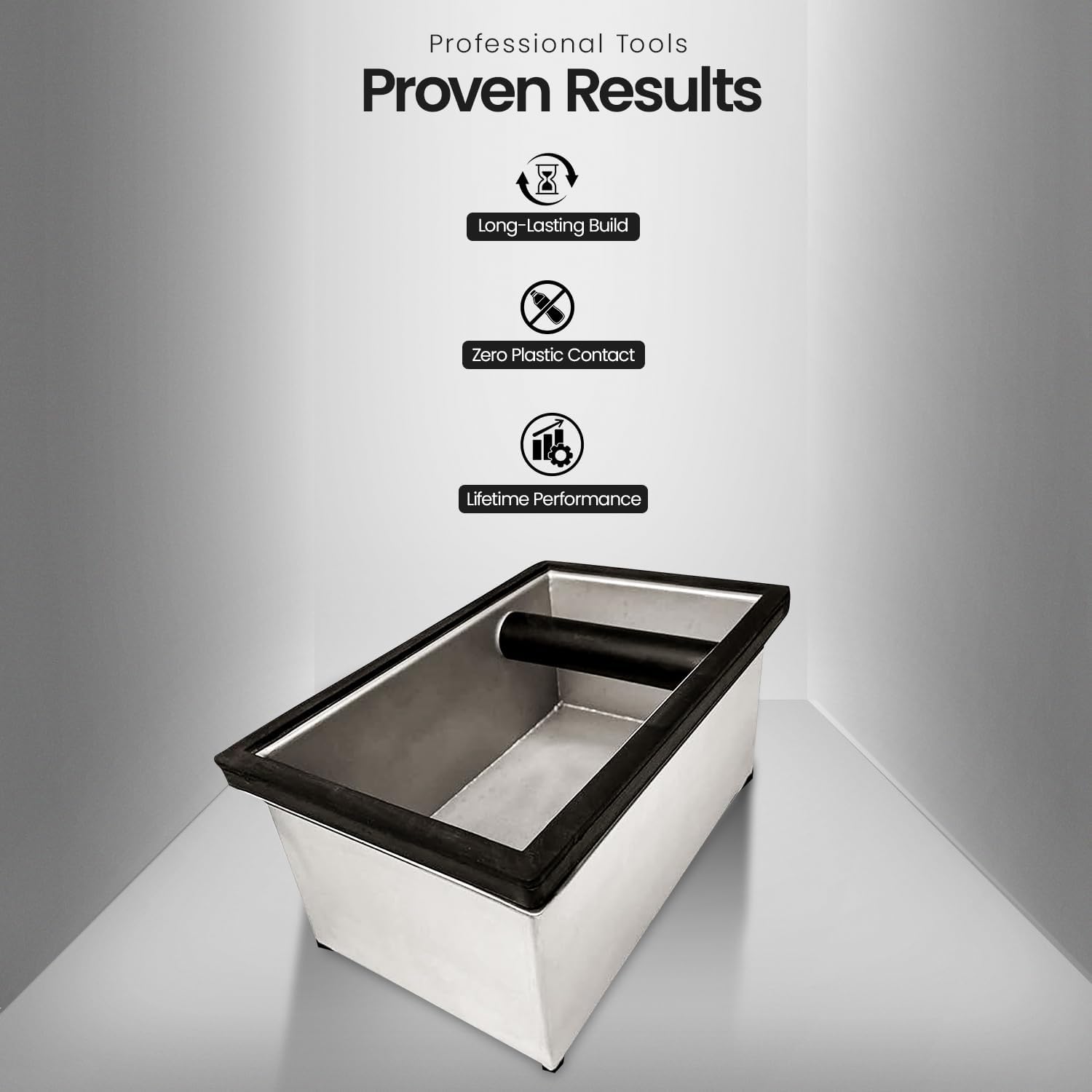 Rattleware Stainless Steel Knock Box | Heavy-Duty Espresso Grounds Container, Welded Bar, Durable and Efficient for Baristas - Quality Coffee Preparation (9.25"x5.5"x4")