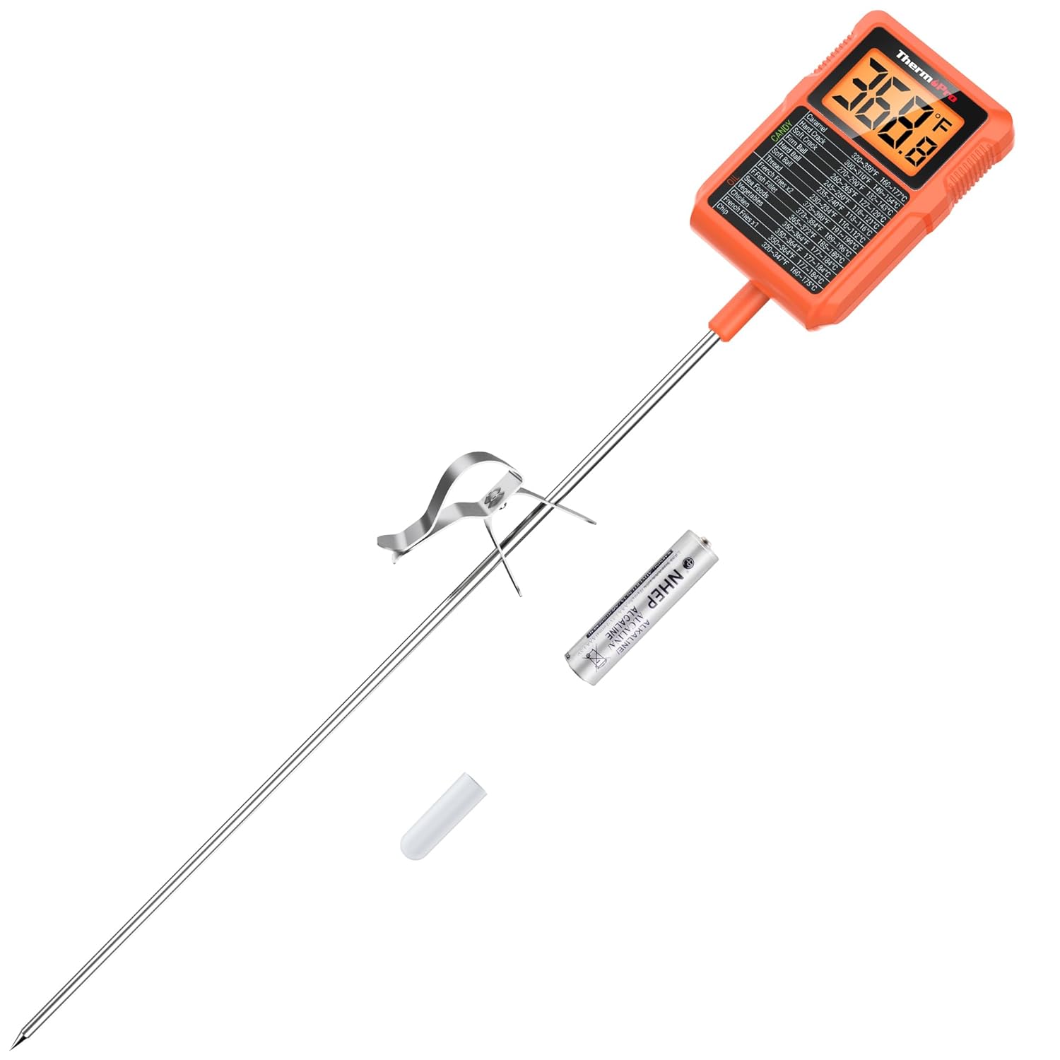 ThermoPro TP510 Waterproof Digital Candy Thermometer with Pot Clip, 10