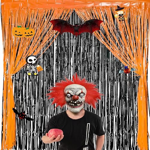 1 Black 1 Orange Streamers Party Backdrop Halloween Decorations (2 Count)