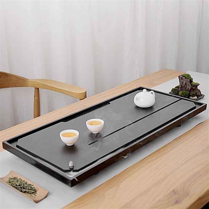 Tea Set Natural Ebonite Tea Tray Simple Home Modern Living Room Kung Fu Tea Sets Tea Sea Desktop Embedded Tea Table Chinese Tea Set(80 * 40 * 3cm)