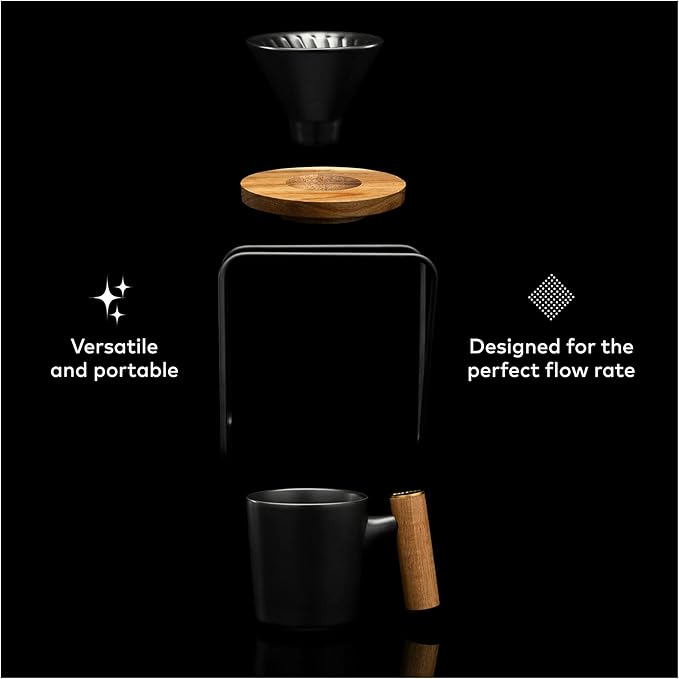 ChefWave Coffee Enthusiast Bundle Set - Single Serve Pour Over Coffee Maker Set w/Coffee Mug, Compatible with No. 2 Filter, V60 Dripper, BPA free, 2 Way Drip Coffee Maker (2 Items)