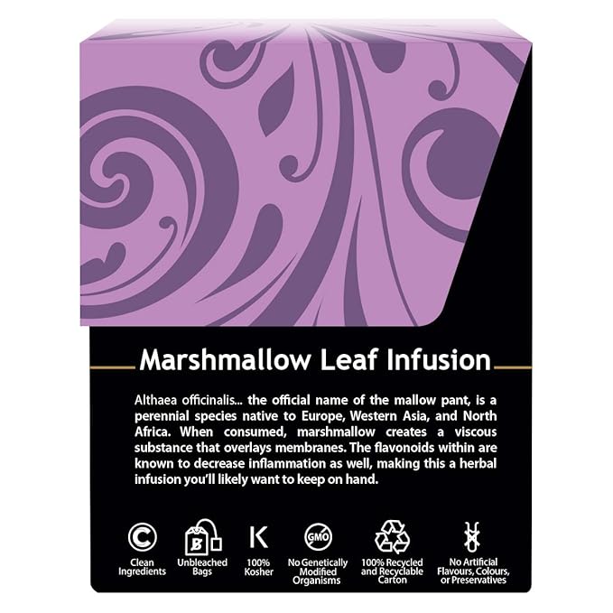 Buddha Teas - Marshmallow Leaf Tea - Herbal Tea - For Health & Wellbeing - With Flavonoids, Magnesium, Calcium & Iron - Clean Ingredients - Caffeine Free - OU Kosher - 18 Tea Bags (Pack of 1)