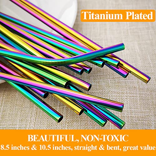 16 Pcs Metal Straw Reusable 8.5" 10.5" 6mm Stainless Steel Straws for Tumblers 20oz