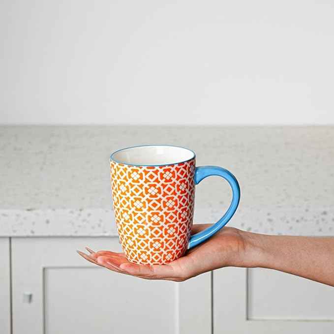 Ceramic Coffee Mugs Set - 16 Oz Large Porcelain Tea Cups with Handle for Men Women Cappuccino Latte Cocoa - Microwave Dishwasher Safe - Christmas Housewarming Gift - Set of 6 - Assorted Colors