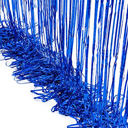 Blue Tinsel Foil Fringe Curtains ｜ 2 PCS Metallic Photo Backdrop