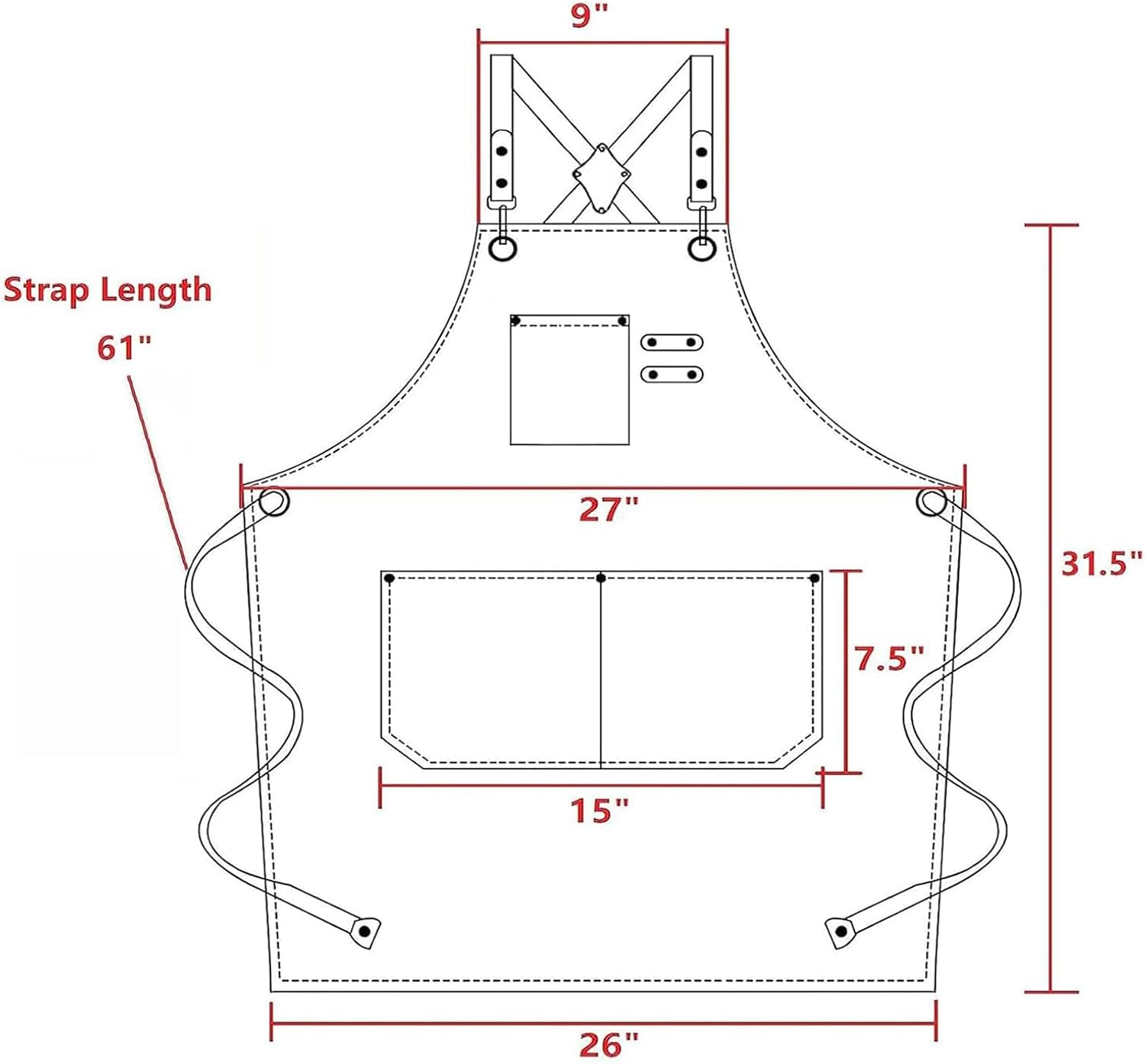 AFUN Chef Aprons for Men Women with Large Pockets, Cotton Canvas Cross Back Heavy Duty Adjustable Work Apron, Size M to XXL(Grey)