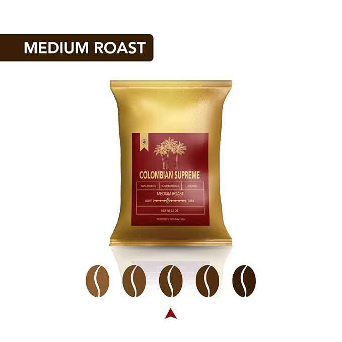 Colombian Coffee Sampler Gift Set Includes Four (4x2.5oz) Ground Coffee Medium Roast Individual Coffee Packets with Cinnamon Sticks, Coaster, Clip and Spoon. Coffee Gifts for Coffee Lovers by TRIONI