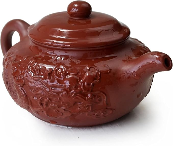 Teapot 8.6oz Chinese Dragon Yixing Clay Zisha Classics Pot Genuine Black Infusers Tea (Red dragon)