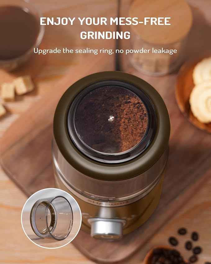 SHARDOR Electric Super Silent Blade Coffee Grinder, Timed Grind Control Rotary Knob, Adjustable Coarse to Fine for Coffee Beans, Spices & Herbs, with 1 Removable Stainless Steel Bowl, Brown
