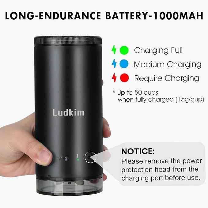 Electric Burr Coffee Grinder, Small 80 Precise Settings Rechargeable USB Cordless - Conical Stainless Steel Grinder for Espresso, Drip, French Press, Portable for Travel & Home Use