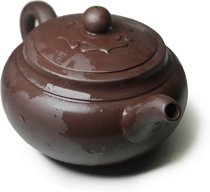 Teapot 10oz Chinese Zisha Clay Pots with Infuser for Loose Tea Hand-Carved Red Brown Qingshuini Natural Clay 320ml