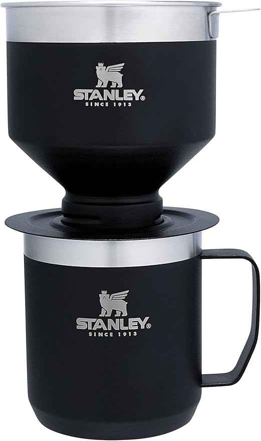 STANLEY Perfect Brew Pour Over Set | 12 oz Camp Mug with Lid Included | Drip Coffee Maker with Reusable Filter | Insulated Stainless Steel | BPA-Free | Matte Black