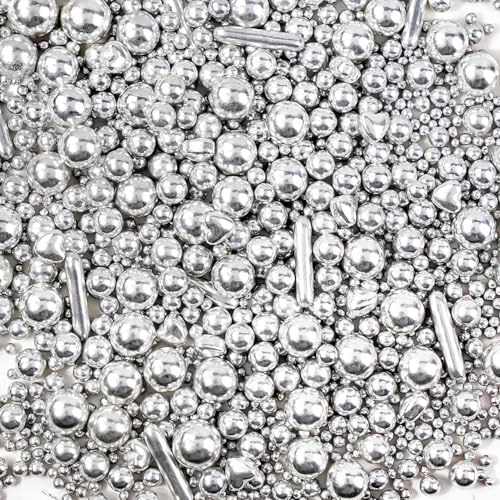 Silver Pearl Heart Sprinkles for Cake Decorating (5.29 Ounce)