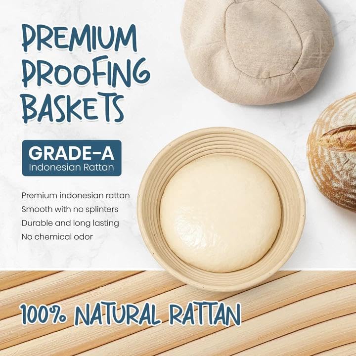 Sourdough Starter Kit with Banneton Bread Proofing Baskets and Jar