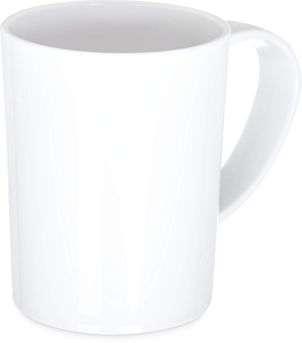 White plastic mug with handle for hot drinks