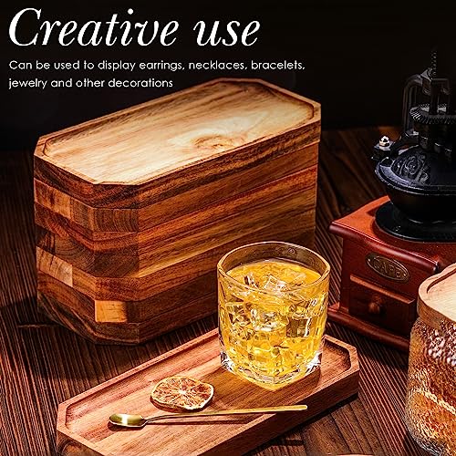 12 Pcs 10 x 5 Inch Wooden Serving Platter Bulk Acacia Wood Platters (12 Count)