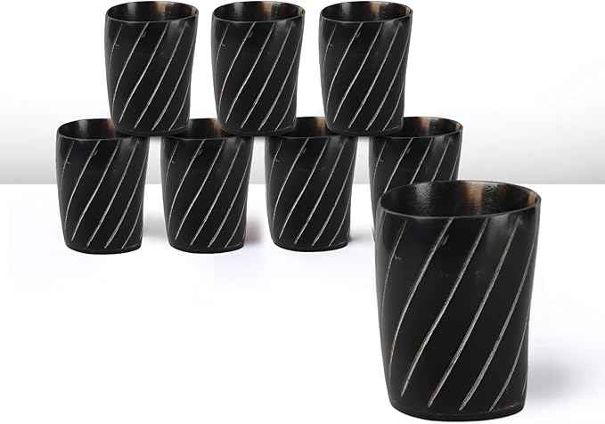 Handicrafts Home Viking Horn Shot Glasses Set of 8, Handmade Natural Ox Horn, Rustic Viking Drinkware Whiskey Shot Cups, Father’s day Gifts, Birthday Gifts for Men, Room Decor for Men