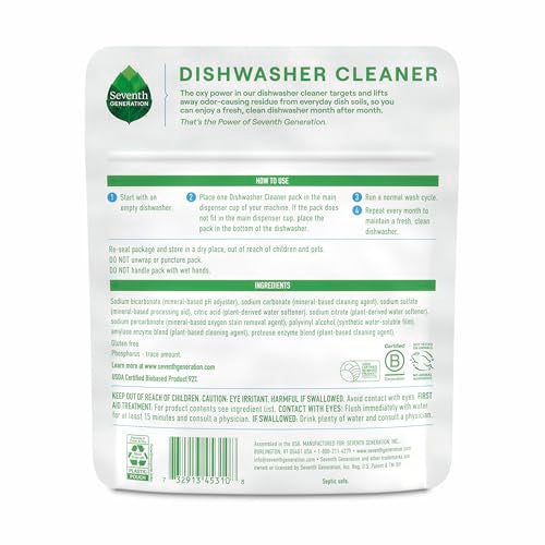Dishwasher Cleaning Packs 6 Count Free & Clear Removes odor (4.2 Ounce)