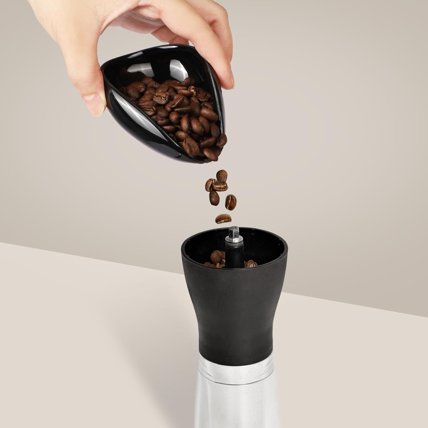 Coffee Bean Dosing Cup and Spray Bottle Set - Ceramic Espresso Accessories Kit, 8ml Static Reducing Sprayer for Camping, Gym, Home Use | Barista-Approved Dosing Tools (Black, 2)