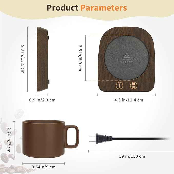 VOBAGA Coffee Mug Warmer & Mug Set, Coffee Cup Warmer with Auto Shut Off & 3 Temperature Settings for Desk Home Office, Coffee Warmer for Cocoa Milk Candles, Christmas Birthday Gifts for Women and Men