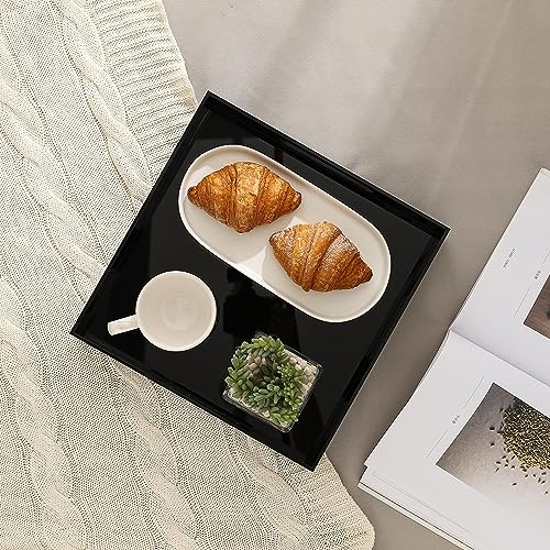 Glossy Black Sturdy Acrylic Serving Tray with Handles