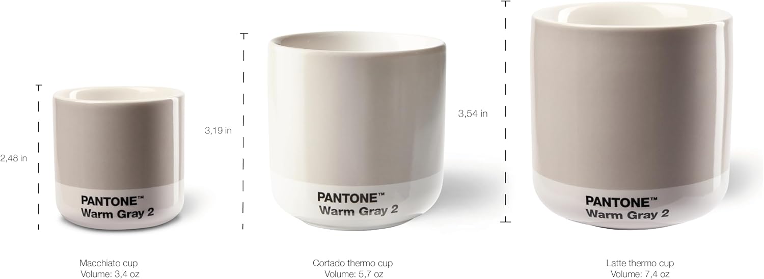 Copenhagen Design Pantone Latte Cup - Double Wall Thermo - Cappuccino Handleless Mug - 7.44oz/220ml, Light Pink 182