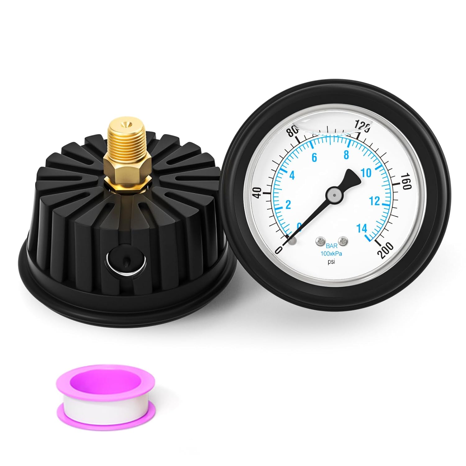 0-200PSI Stainless Steel Liquid Filled Pressure Gauge, 2.5